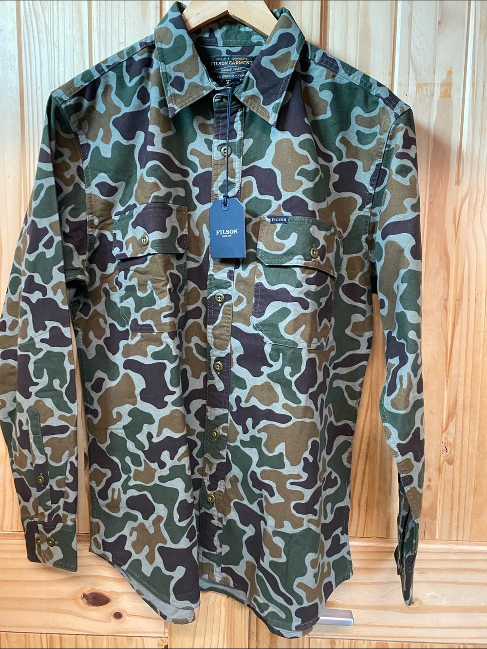 Filson Green and Brown Camo Field Shirt Jacket